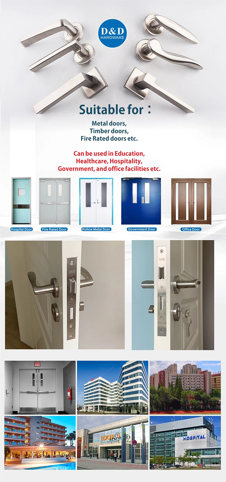 Hot Sale Door Accessories SS304 Handle Lever for Villa Apartment