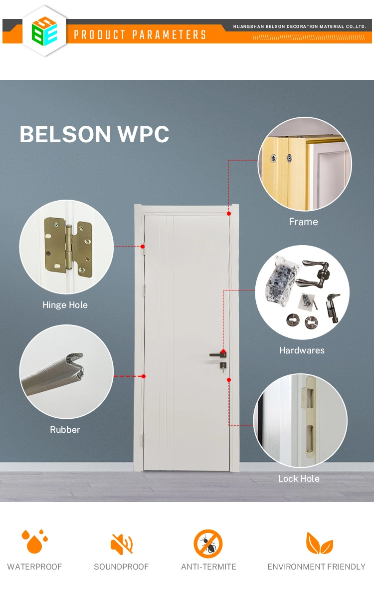 China Supplier Wholesale Price House Hotel Interior Water Proof Flush WPC Door for Apartment Room Bedroom Villas Luxury