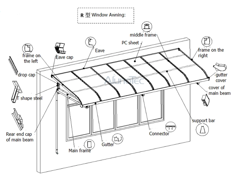 Canopy for Windows Front Doors House Deck